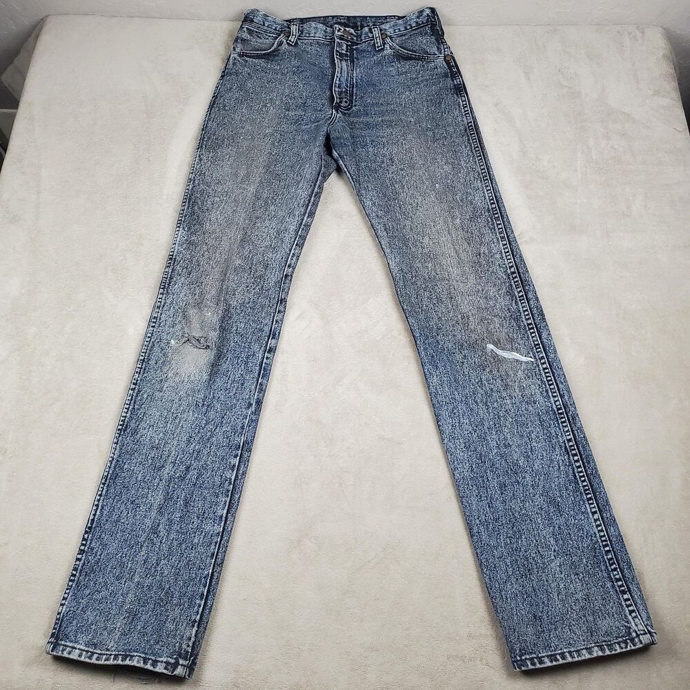 Vintage Wrangler 13MWZ Jeans Mens 32x36 Distressed Bootcut Cowboy Cut USA